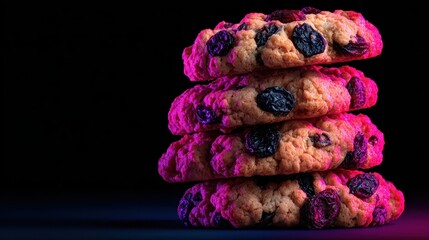 Oatmeal Raisin Cookies with Neon Glow