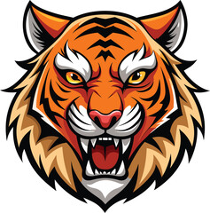Angry tiger head vector white background