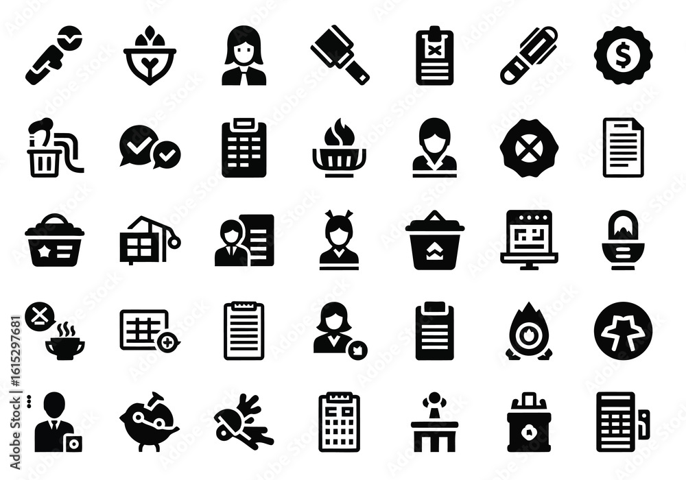 Fototapete vector art of a comprehensive set of minimalist vector icons for diverse applications and modern int