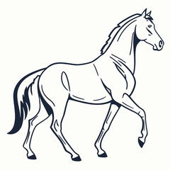 Obraz premium A dynamic vector illustration of a running black horse silhouette, perfect for equestrian and farm animal designs