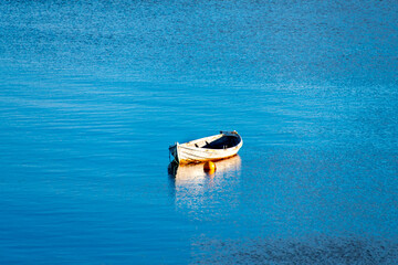 Boat on Porsanger Fjord in Finnmark County - Norway