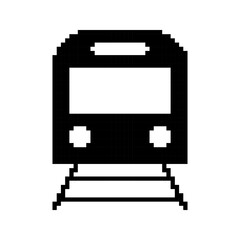 Train pixel icon. Railway Station Pictogram. Railway Transportation. Pixel art.