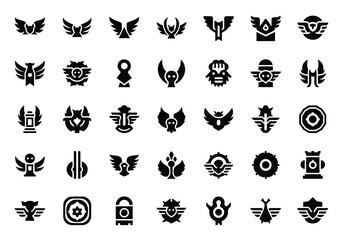 Fototapeta premium Vector art of a diverse collection of vector logo templates featuring abstract shapes and heraldic elements for branding