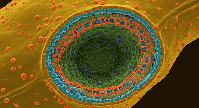 Phloem Tissue in Winter Squash Stem Cross Section
