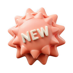 3d rendering of a soft orange geometric shape with the word new centrally displayed