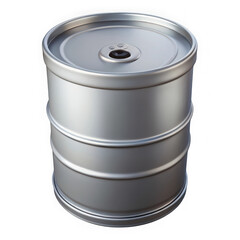 A silver metallic beer keg on a black background isolated product shot
