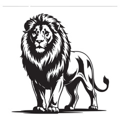 Obraz premium Majestic lion standing proudly with detailed mane