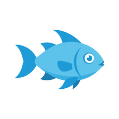 Fototapeta premium Vector illustration of a simple blue fish illustration isolated on white background