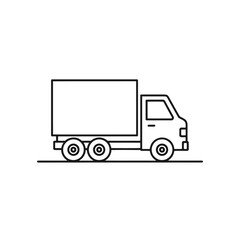 Vector illustration of line art illustration of a delivery truck on a white background