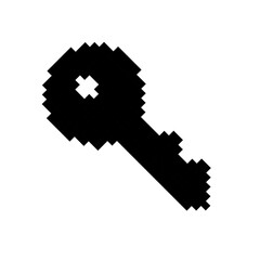 Key pixel icons set. Lock, access account, login, password, house key, security symbol. Pixel art.