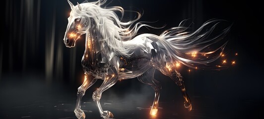 unicorn Wireframe, highly detailed, cinematic lighting, Generative AI