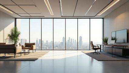 Modern Office Interior with a Vast Minimalistic Open Design: A Spacious Environment for Collaboration
