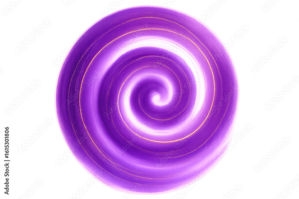 Poster purple swirling vortex with golden streaks creating a mesmerizing visual effect, isolated on transpa