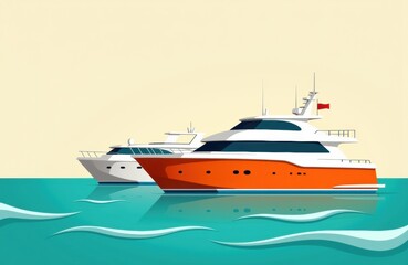 Fototapeta premium Luxury yacht sailing on calm turquoise water with a clear sky background