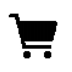 Shopping cart pixel icon. Internet shop buy symbol. Pixel art.