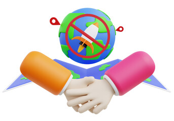 Concept of negotiation for cooperation in a ceasefire along the border, 3d illustration