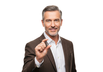 Businessman Holding something, isolated on a transparent background

