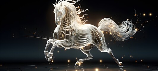 unicorn Wireframe, highly detailed, cinematic lighting, Generative AI