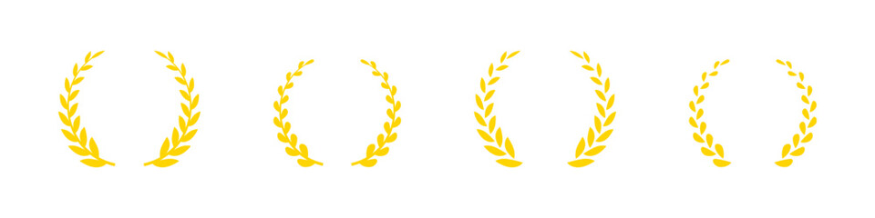 Laurel wreath icons set. Wheat and oak wreaths symbol collection. Vector illustration.