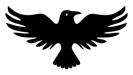 Obraz premium Illustration of a black bird with outstretched wings and a short tail on a white background design element silhouette
