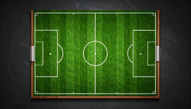 Overhead view of detailed football field on a framed dark chalkboard surface - Powered by Adobe