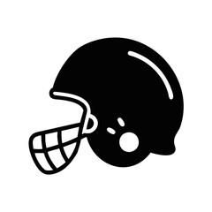 American football helmet icon-Black silhouette icon of an American football helmet with a faceguard, representing safety equipment used in the sport.