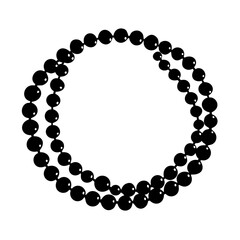 Double strand beaded necklace silhouette icon-Black and white vector silhouette of a double-strand beaded necklace arranged in a loop, symbolizing jewelry, elegance, and timeless fashion accessories.
