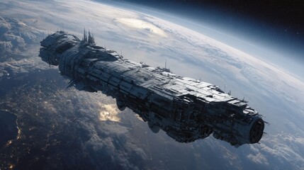 Spaceship over Earth