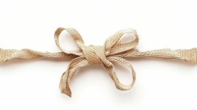 A natural bow created from burdock stems on a white background