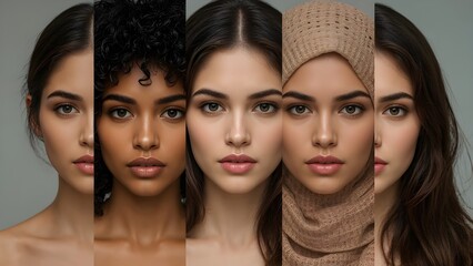 Multiracial Women Panels for Diverse International Woman Empowerment United Feminism Power Diversity Equality Collaboration Support
