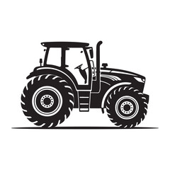 Obraz premium Black silhouette of a modern farm tractor
