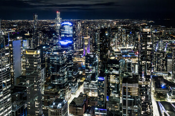 Melbourne Skyline at Night in Australia