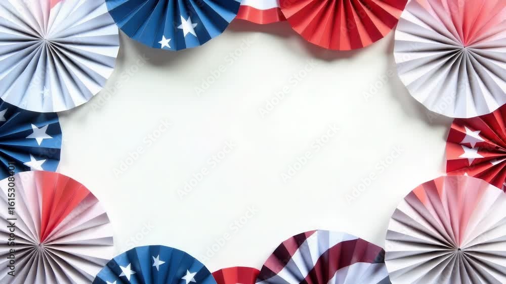 Poster a collection of colorful paper fans arranged in a circular shape