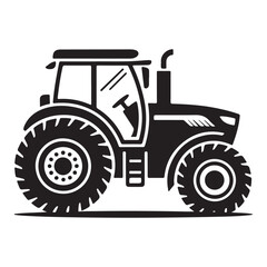 Obraz premium Black silhouette of a modern farm tractor