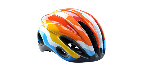 Fototapeta premium Colorful Bicycle Helmet With Aerodynamic Design. Safety And Style For Cycling Enthusiasts Isolated On Transparent Background