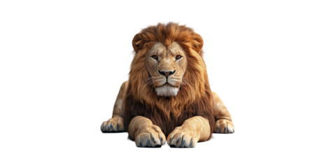 Majestic Lion Resting. Symbol Of Strength And Leadership In Wildlife Isolated On Transparent Background