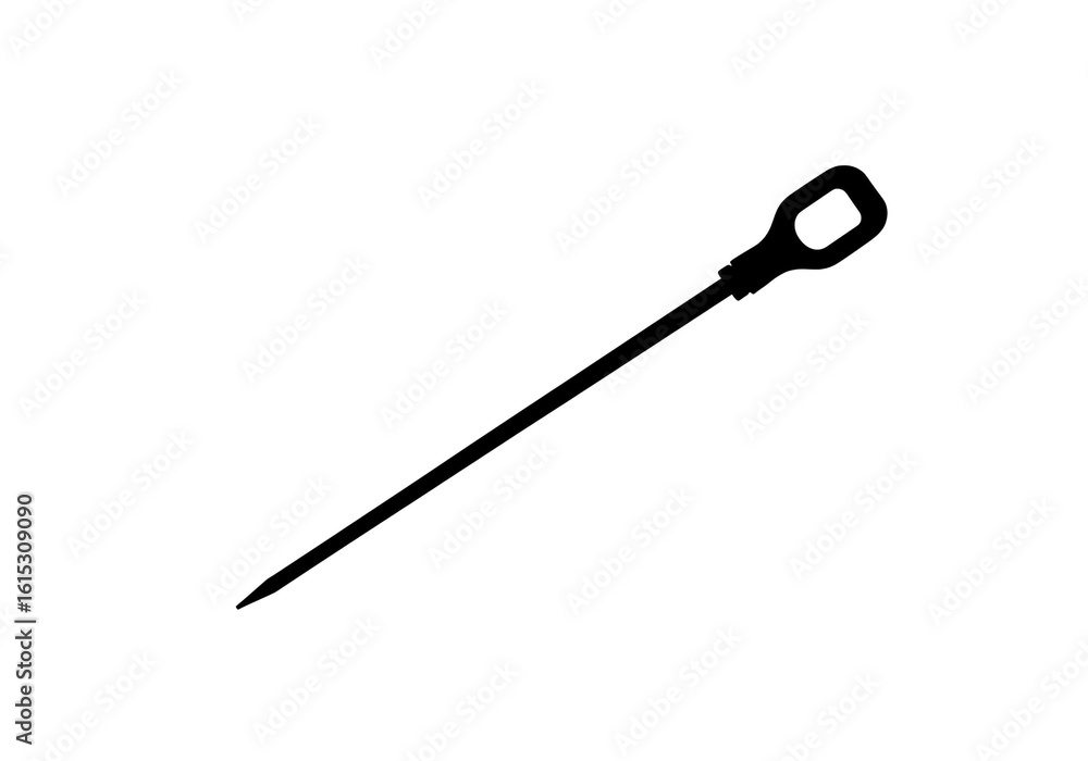 Poster a black silhouette of a dipstick with a rectangular handle on a white background image