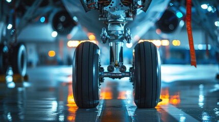 Fototapeta premium Airplane landing gear hangar