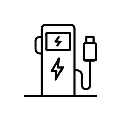 Electric charging station icon in a simple design for sustainable transport and technology concepts