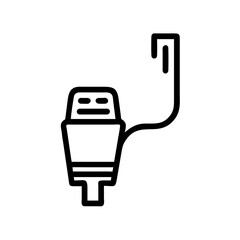 LAN cable connector in minimalist style on white background with copy space