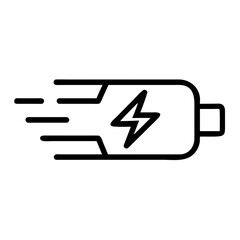 Fast charging icon with a dynamic design in outline style for technology and efficiency concepts