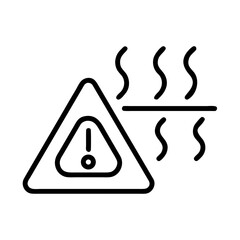 Overheating warning sign in minimalist style with wavy lines on white background with copy space