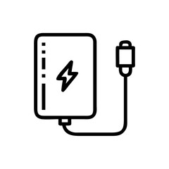 External Battery Pack with Charging Cable and Lightning Bolt Icon