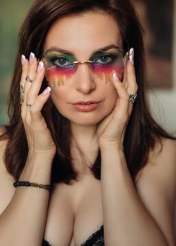Fototapeta An Artistic Portrait Featuring Bold Makeup and a Truly Unique Style that Captivates