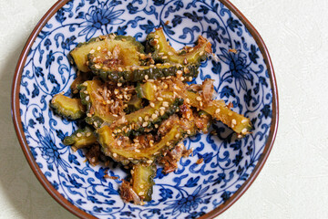 ゴーヤとゴマとかつぶしの和物