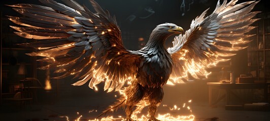 griffin Wireframe, highly detailed, cinematic lighting, generative AI