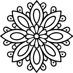Mandala Stencil Vector Design, Floral Mandala Line Art, Simple Mandala Coloring Template, Abstract Mandala Vector Art, Black and White Mandala Illustration, Decorative Mandala Stencil Design, Geometri