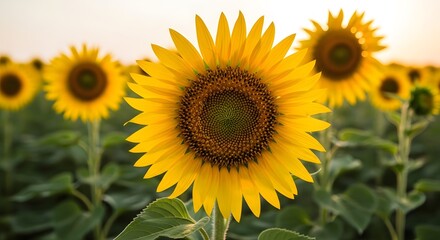 Fototapeta premium Sunflower Field at Sunset