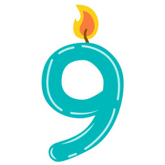 Birthday candle number nine for celebrations and parties