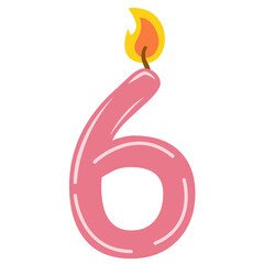 Fototapeta premium Birthday candle number six for celebrations and parties